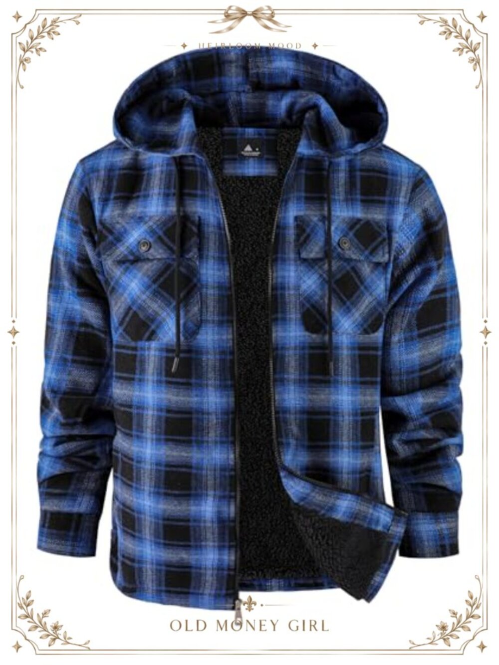 Men's Plaid Fleece Lined Flannel Jacket Sherpa Hooded Winter Outwear